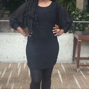 Black Flowy Sleeve Dress